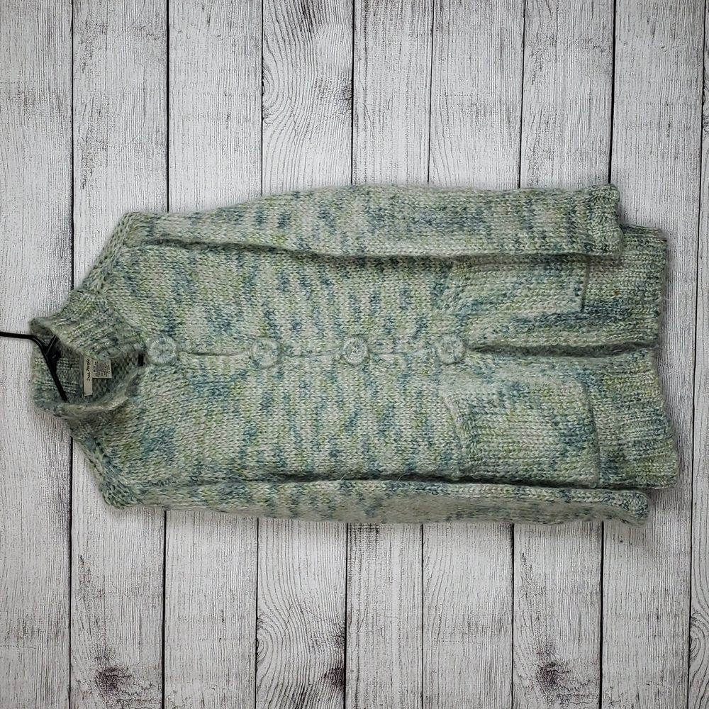 RARE Free People Wool Green Blue Vintage Cardigan Sweater